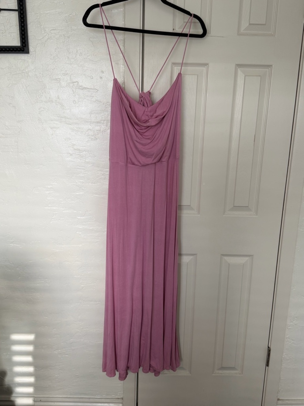 HALARA Dusty Rose Cowl Neck Maxi Dress with Spaghetti Straps